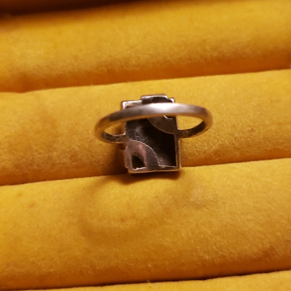 Hand Crafted Artisan Onyx Vintage Ring Set In Silver with Marcasite Accents - Picture 3 of 4